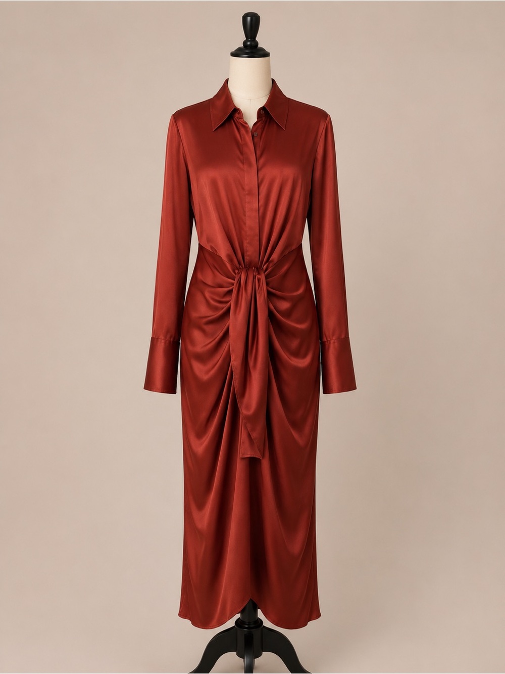 A.L.C.
Mila Draped Tie-Front Satin Shirtdress